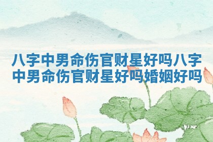 八字中男命伤官财星好吗 八字中 😋 男命伤官财星好 📸 吗婚姻好吗